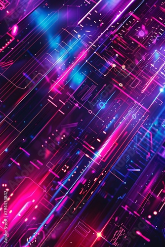 Futuristic abstract wallpaper with neon lights and holographic elements  creating a cyberpunk vibe
