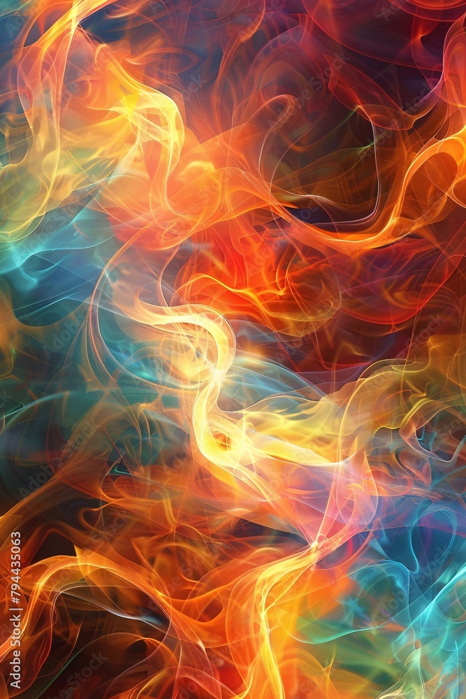 Explore an ethereal dreamscape where abstract forms mingle with the mesmerizing dance of fire