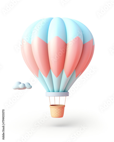 3D balloon for flight, children's cartoon style, delicate pastel colors, on a white background сreated with Generative Ai