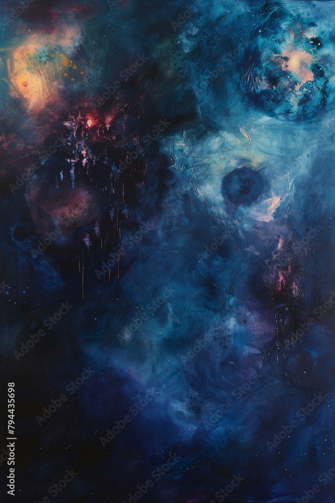 Delve into an ethereal dreamscape where abstract forms float amidst the vastness of outer space