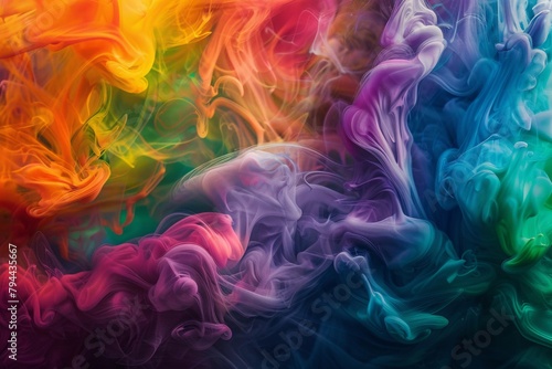 Dive into a mesmerizing abstract rainbow where colors dance in harmony with ethereal forms