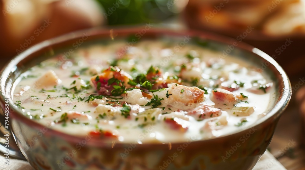 cremy seafood chowder soup, 16:9 cremy seafood chowder soup, 16:9