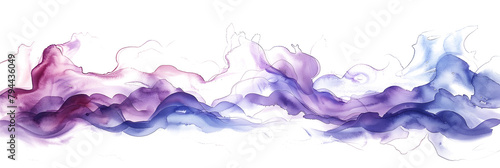 Soft lavender and mint blended watercolor paint stain on transparent background.