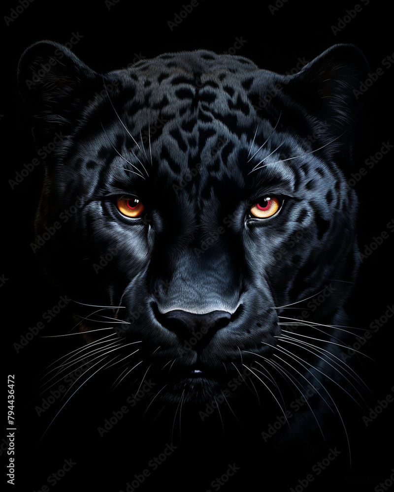 graphic pencil drawing of the face of a beautiful black panther сreated with Generative Ai graphic pencil drawing of the face of a beautiful black panther сreated with Generative Ai
