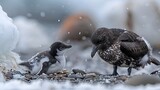 A Brown skua kills and eats an Adelie penguin chick in Antarctica.  