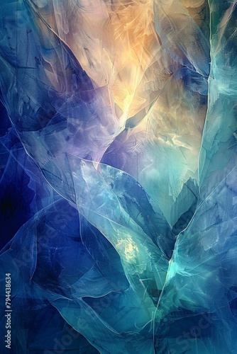 Witness the convergence of abstract art and the frozen beauty of ice in a captivating digital artwork