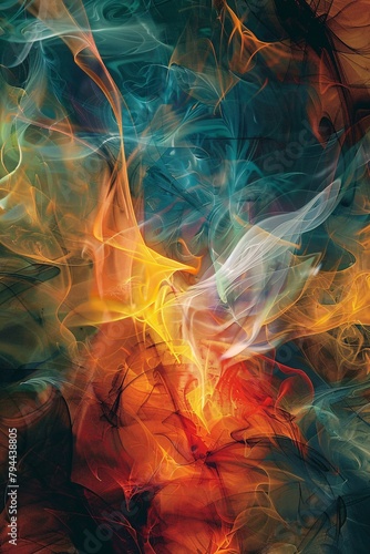 Witness a surreal fusion of abstract art and the fiery beauty of flames in a captivating digital artwork