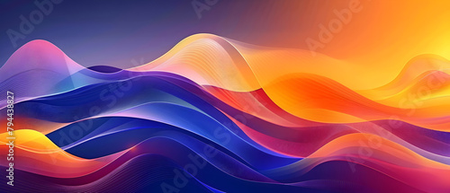 A colorful wave with a blue and orange stripe. The colors are vibrant and the wave is long
