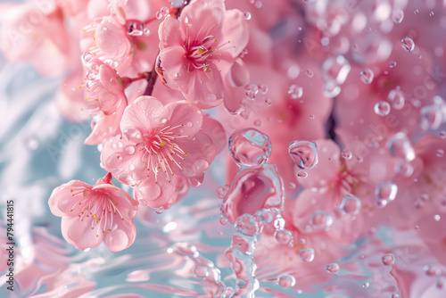 Floating pink flowers in water floral 8k wallpaper background