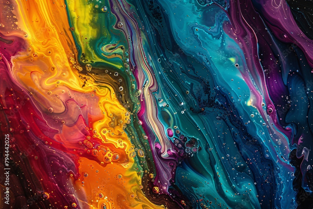 Explore an enchanting dreamscape where abstract forms meld with the vibrant hues of the rainbow