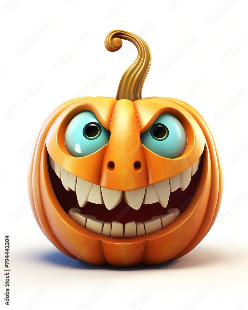 3D Halloween pumpkin, children's cartoon style, soft pastel colors, on a white background сreated with Generative Ai 3D Halloween pumpkin, children's cartoon style, soft pastel colors, on a white background сreated with Generative Ai