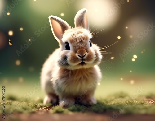 Mały słodki królik w nastrojowym tle #794442200