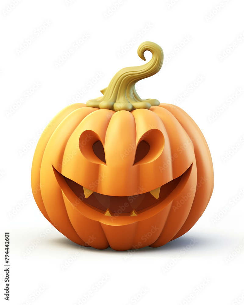 3D Halloween pumpkin, children's cartoon style, soft pastel colors, on a white background сreated with Generative Ai 3D Halloween pumpkin, children's cartoon style, soft pastel colors, on a white background сreated with Generative Ai