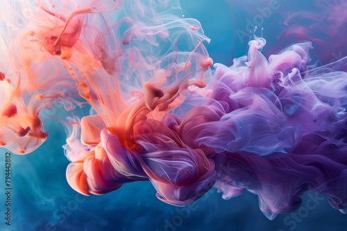 Underwater ink dispersion, creating ethereal and fluid forms in jewel tones. Wallpaper