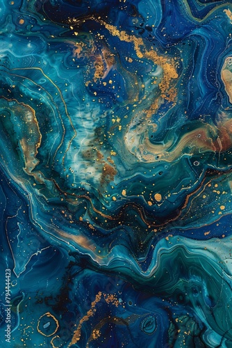 Behold a captivating wallpaper featuring oceanic hues and swirling psychedelic elements