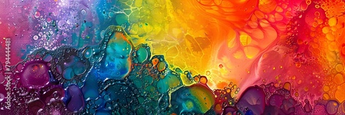 Behold a captivating dreamscape where abstract forms meld with the vibrant hues of the rainbow