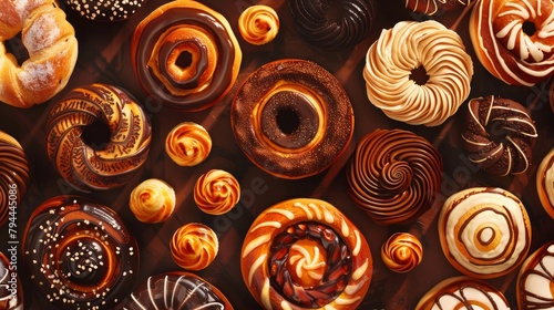 Background of different sweet buns
