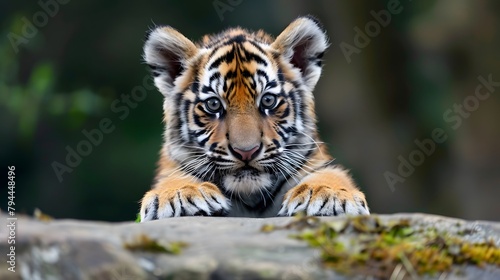 Cute tiger cub playing staring at camera wallpaper
