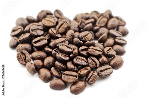 Heart Shape Made of Roasted Coffee Beans on a Plain Background Symbolizing Love for Coffee