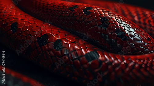 Texture of a red snake close-up. Animals and nature, panoramic view