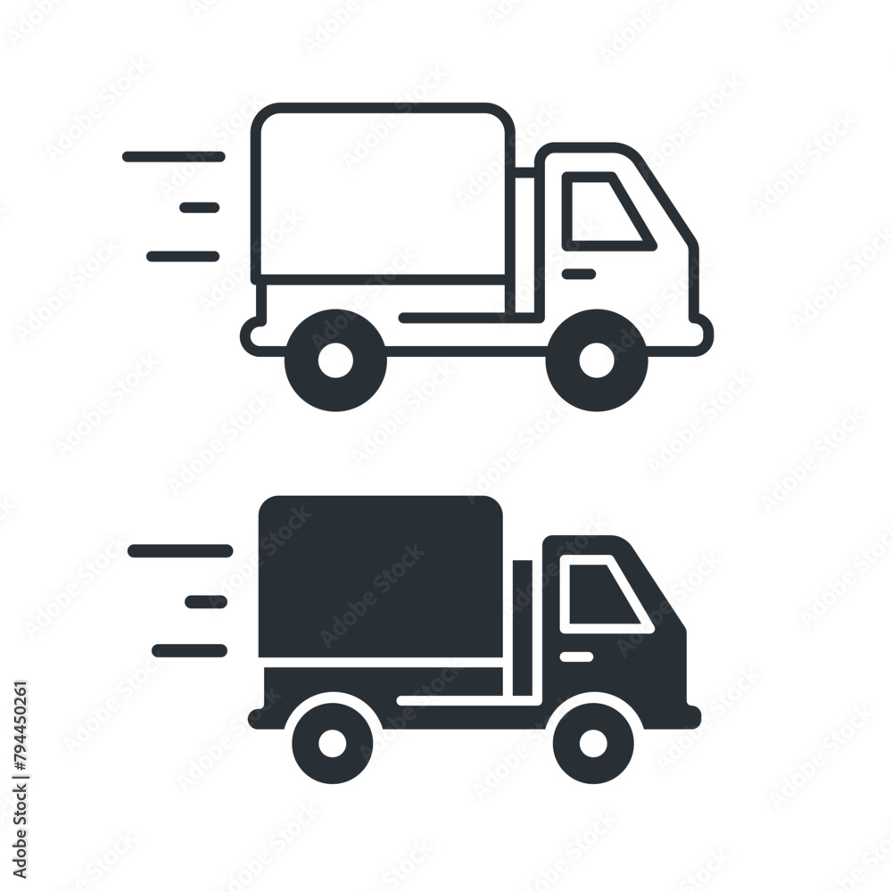 Delivery truck line and flat icon. Delivery service, e-commerce. Isolated vector illustration	
