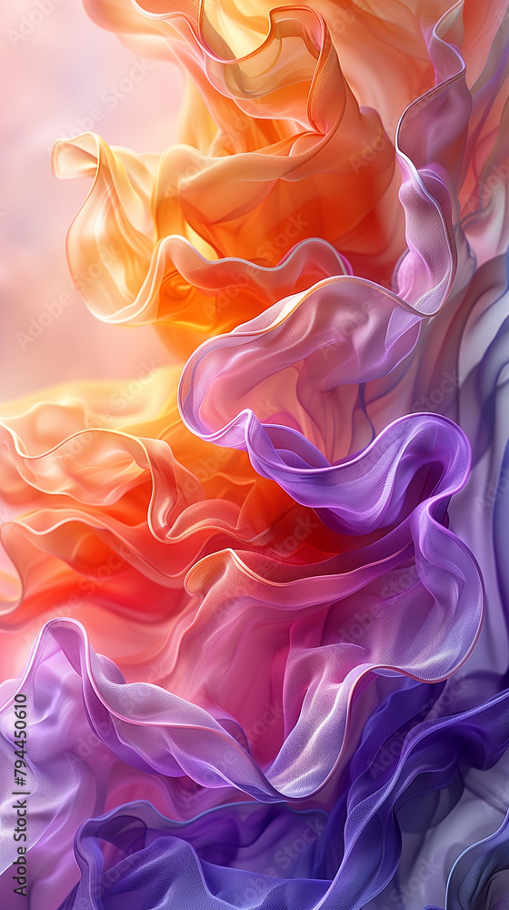 Soft flowing colorful waves of silk fabric. Abstract background Soft flowing colorful waves of silk fabric. Abstract background