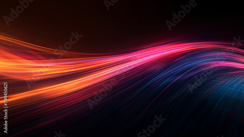 Magic luminous azure glow on dark background  flash luminosity  abstract neon motion glowing wavy lines