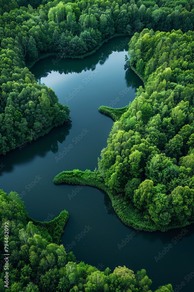 Behold the serene majesty of abstract water landscapes, where tranquil lakes and meandering rivers weave through lush greenery Behold the serene majesty of abstract water landscapes, where tranquil lakes and meandering rivers weave through lush greenery