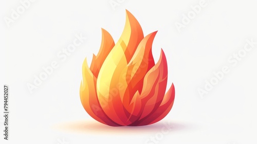 Flame light with hot tongues. Abstract warning symbol for heat and blaze. Flamable caution, alert sign, pictogram. Isolated on white. Flat modern illustration.