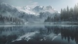 Lake reflected in the mountains frostpunk