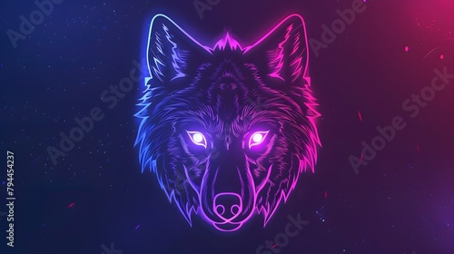 A logo of wolf with neon lights  16 © Love Muhammad
