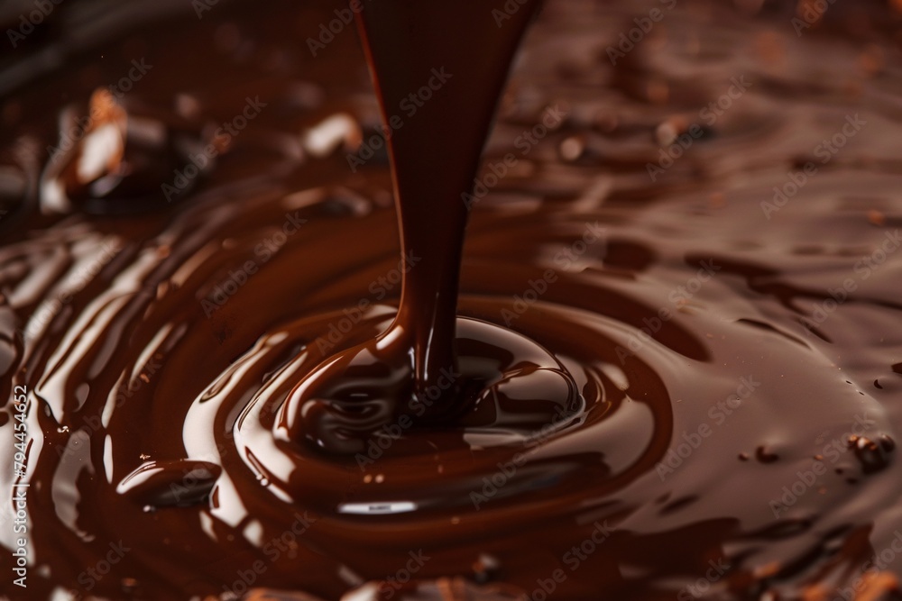 Surrender to the allure of liquid chocolate, as it flows in sinuous streams, glistening under soft ambient light, tempting you with its decadent sweetness Surrender to the allure of liquid chocolate, as it flows in sinuous streams, glistening under soft ambient light, tempting you with its decadent sweetness