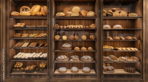 Bakery bread pastry sweets display window case 
