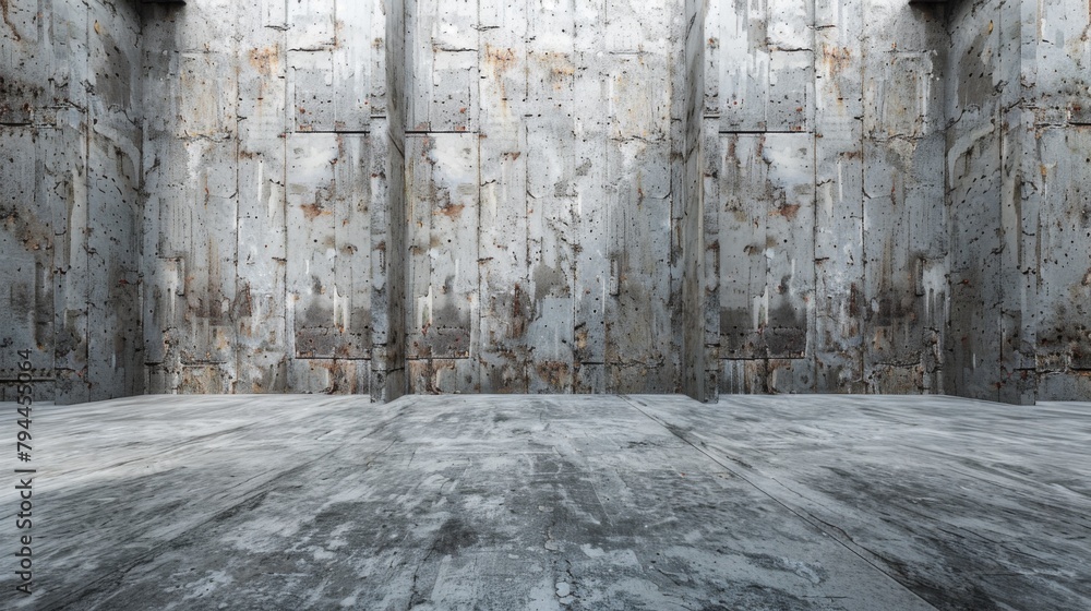 A room with a concrete floor and wooden walls, AI A room with a concrete floor and wooden walls, AI
