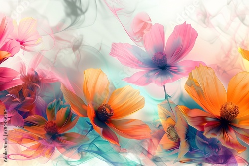 Multi colored colorful floral 4K flower design abstract art   wall art and wallpaper concept   Generative AI