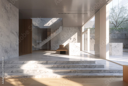 Stylish contemporary luxury interior design with marble surfaces material. © Алина Троева