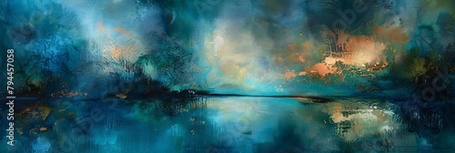 Explore the enigmatic depths of abstract water landscapes, where mysterious depths and hidden treasures await discovery