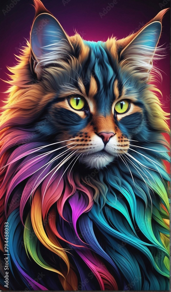 cat with vibrant and bold colors Cute Colorful Cat