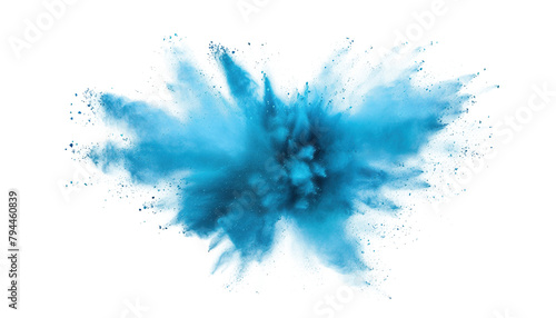 blue aquamarine turquoise color powder dust explosion PNG transparent background isolated graphic resource. Celebration, colorful festival, run or party element
