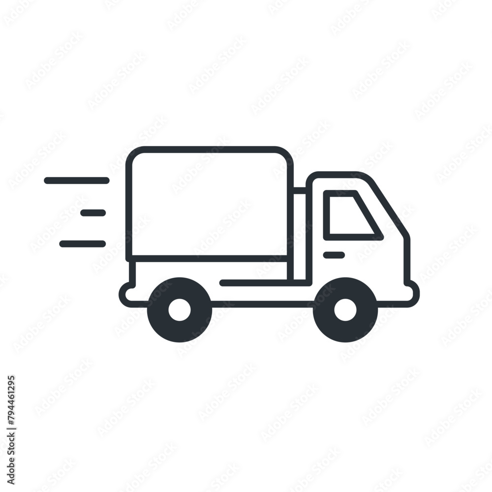 Delivery truck line icon. Delivery service, e-commerce. Isolated vector illustration