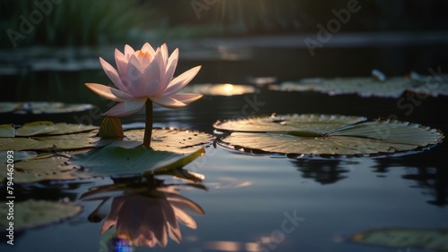 pink water lily in pond