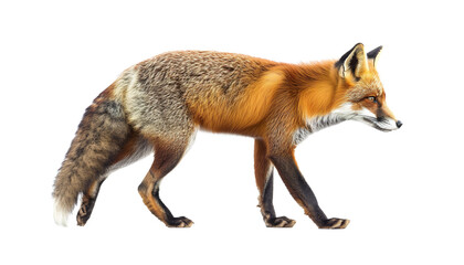 furry red fox walking profile side view PNG transparent background isolated graphic resource