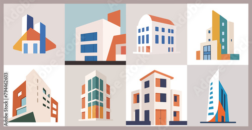 Set of Arsitecture Logos. Urban Heights. Professional & Modern High-Rise Building Icon.