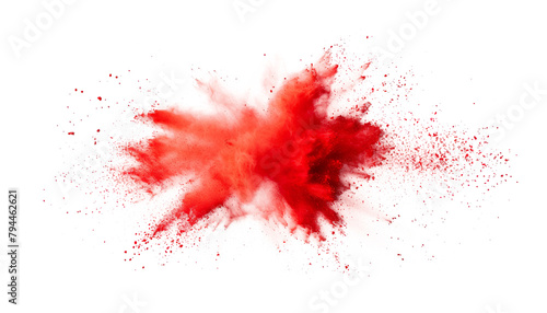Red scarlet ruby color powder dust explosion PNG transparent background isolated graphic resource. Celebration, colorful festival, run or party element