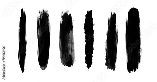 Set bundle abstract black ink paint brush stroke lines texture PNG transparent background isolated graphic resource. Pack of creative brushes pattern art shape design