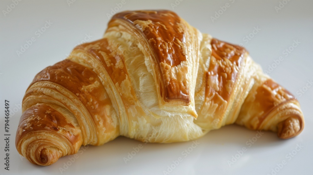 Golden Baked Croissant on Stark White Surface - Fresh Bakery Golden Baked Croissant on Stark White Surface - Fresh Bakery