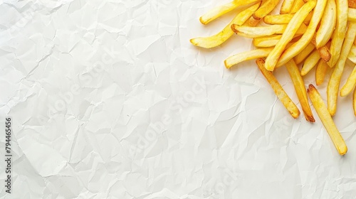 French fries on a white neutral background, leaving plenty of empty space for text or additional elements.