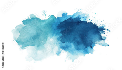 Abstract blue watercolor paint brush stroke flow texture PNG transparent background isolated graphic resource. Vibrant azure, cyan, cerulean color art shape