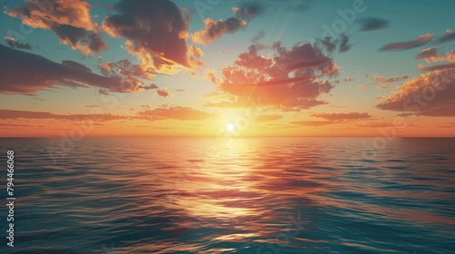 Beautiful Natural Light at Sunset or Sunrise Above the Sea © 2rogan