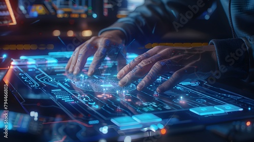 a 4K visualization of a network engineer diligently patching vulnerabilities in the software, their focused hands navigating the keyboard with precision as lines of code flash across the screen © Love Mohammad